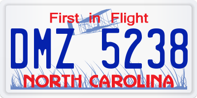 NC license plate DMZ5238