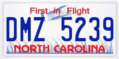 NC license plate DMZ5239