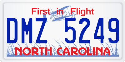 NC license plate DMZ5249