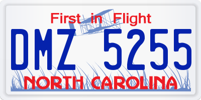 NC license plate DMZ5255