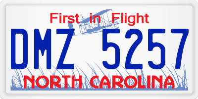 NC license plate DMZ5257