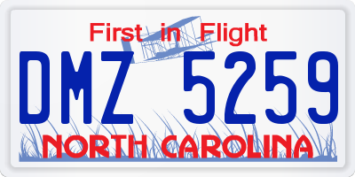 NC license plate DMZ5259