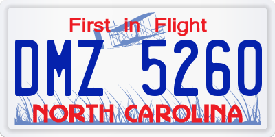 NC license plate DMZ5260