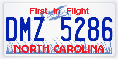 NC license plate DMZ5286