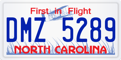 NC license plate DMZ5289