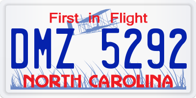 NC license plate DMZ5292