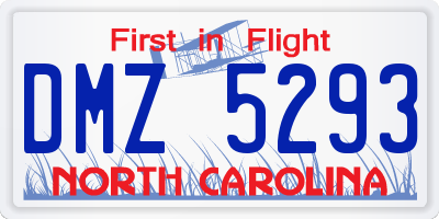 NC license plate DMZ5293