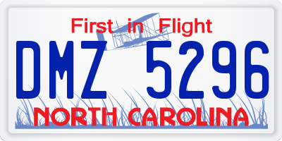 NC license plate DMZ5296