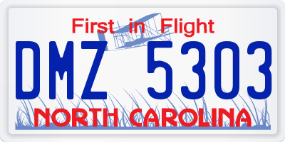 NC license plate DMZ5303