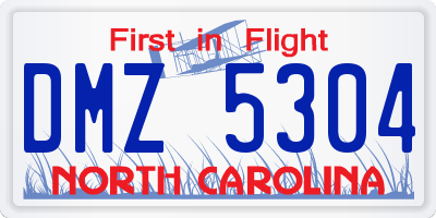 NC license plate DMZ5304