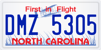 NC license plate DMZ5305