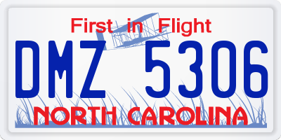 NC license plate DMZ5306