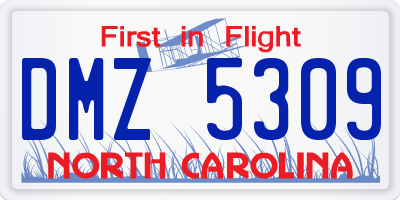 NC license plate DMZ5309