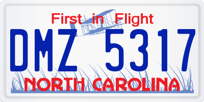NC license plate DMZ5317