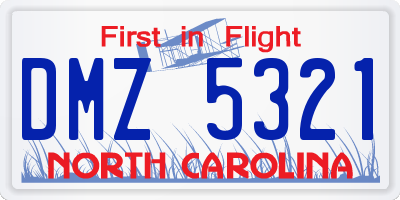 NC license plate DMZ5321