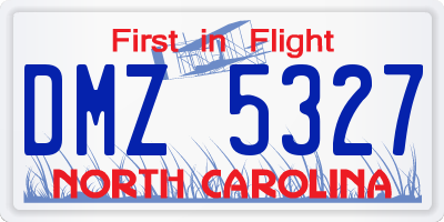 NC license plate DMZ5327