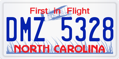 NC license plate DMZ5328