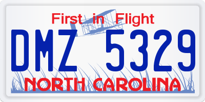 NC license plate DMZ5329