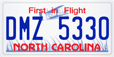 NC license plate DMZ5330