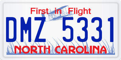 NC license plate DMZ5331