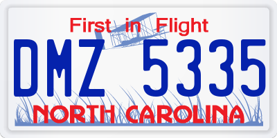 NC license plate DMZ5335