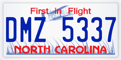 NC license plate DMZ5337