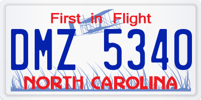 NC license plate DMZ5340