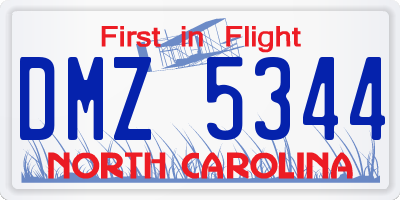 NC license plate DMZ5344