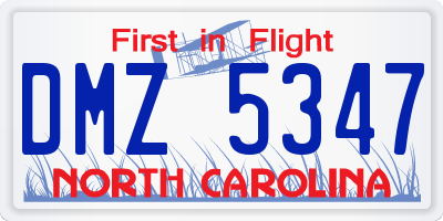 NC license plate DMZ5347