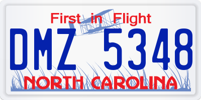 NC license plate DMZ5348