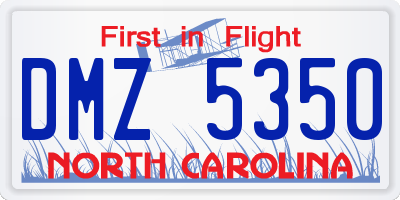 NC license plate DMZ5350