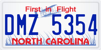 NC license plate DMZ5354