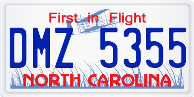 NC license plate DMZ5355