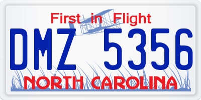 NC license plate DMZ5356