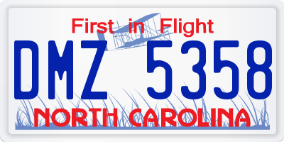 NC license plate DMZ5358