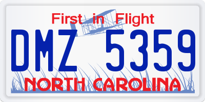 NC license plate DMZ5359