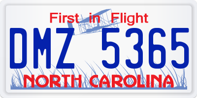 NC license plate DMZ5365