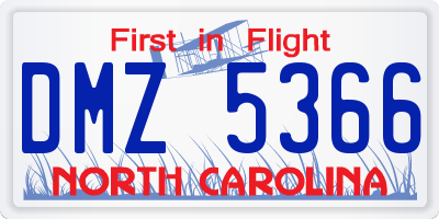 NC license plate DMZ5366