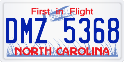 NC license plate DMZ5368