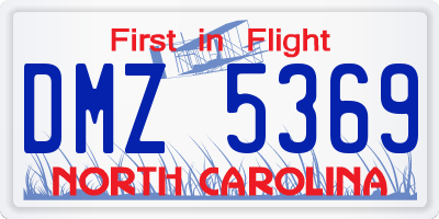 NC license plate DMZ5369