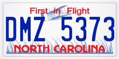 NC license plate DMZ5373