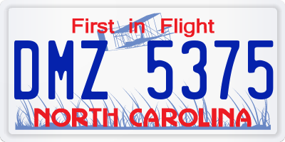 NC license plate DMZ5375