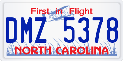 NC license plate DMZ5378