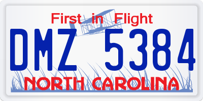 NC license plate DMZ5384