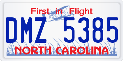 NC license plate DMZ5385