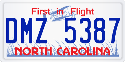 NC license plate DMZ5387