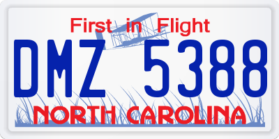 NC license plate DMZ5388