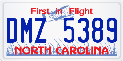 NC license plate DMZ5389