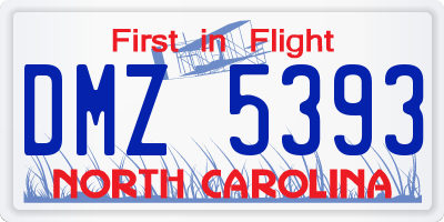 NC license plate DMZ5393