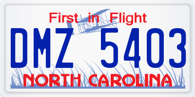 NC license plate DMZ5403